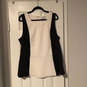 Pure energy black & white peplum top- plus size 3x